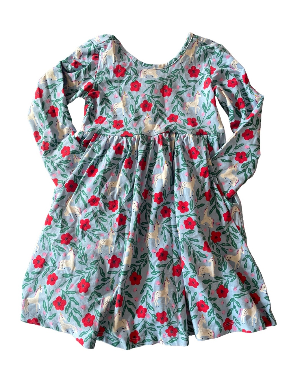 Hanna Andersson Skater Dress - Unicorn Forest on Blue Print